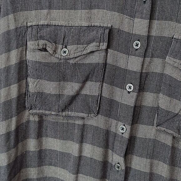 Free People Top Womens XS Gray Striped Button Front Relaxed Blouse - Picture 4 of 10